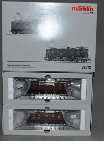 MARKLIN HO Réf. 37512, coffret de deux locomotives suisses, Ae 3/6 II, époques II...