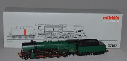 MARKLIN HO Réf. 37157, locomotive belge, série 26, type 150, tender à 4 axes, verte,...