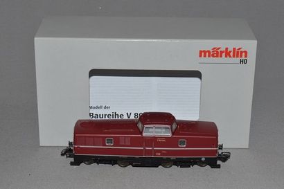 MARKLIN HO Réf. 36080, loco diesel allemande BR V80 rouge, digital codée 08 (MB),...
