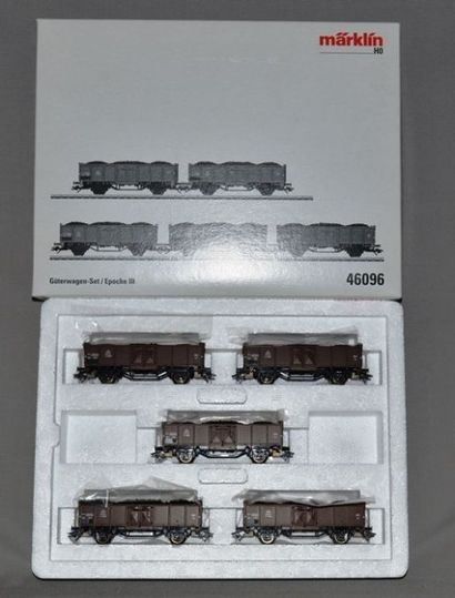 MARKLIN HO Réf. 46096, set de 5 wagons marchandises (MB) - Güterwagen-Set, Epoche...