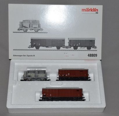 MARKLIN HO Réf. 48809, set de 3 wagons marchandises (MB) - Güterwagen-Set/ Epoche...