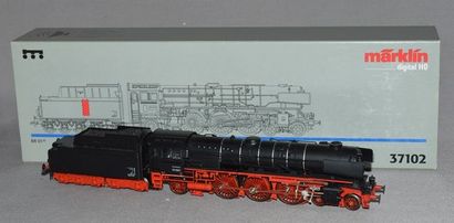 MARKLIN HO Réf. 37102, locomotive allemande pacific BR 01 10, tender 4 axes, noire,...