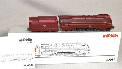 MARKLIN HO Réf. 37911, locomotive allemande BR.03.10 rouge, type carénée 231, tender...