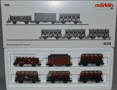 MARKLIN HO Réf. 46350, coffret d'un wagon à bennes basculantes (MB) - Muldenkippwagen...