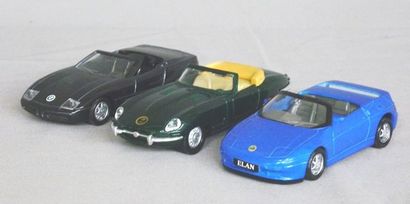 null MAISTO (3) : BMW Z1, noir - Lotus, blanc/bleu - Jaguar E cabriolet, vert (E...