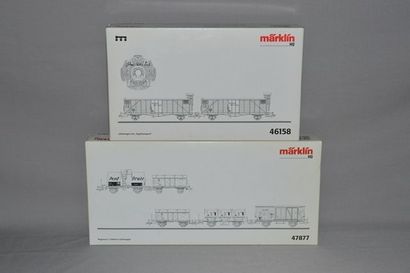 null MÄRKLIN, 2 coffrets : 46158, 2x wagons "Orgeltransport" - 47877, 5 oldtimer...