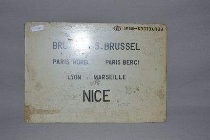 null Plaque de voiture SNCB "NICE Marseille Lyon Paris Bercy - Paris Nord, BRUXELLES...