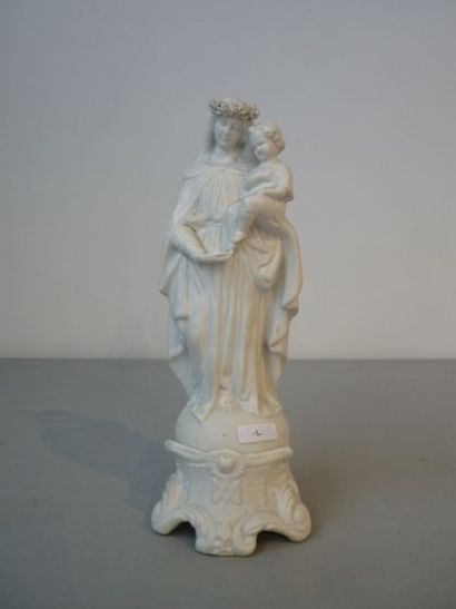 ANDENNE "Vierge à l'Enfant", XIXe, sujet en biscuit, marque [ML (Lambert & Magis)]...