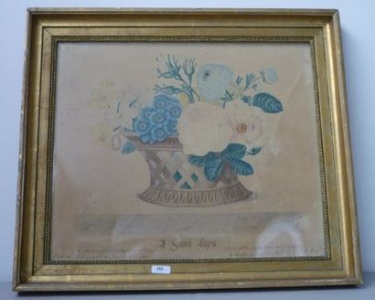 ECOLE FRANCAISE "Bouquet", 1829, technique mixte sur papier, signée, datée et titrée...