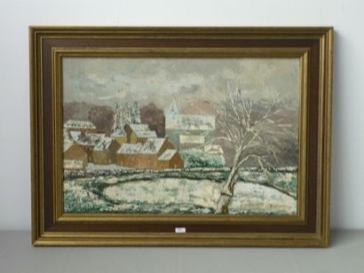 DELCORDES A. "Village - Ittre", [19]79, huile sur toile, signée et datée en bas à...