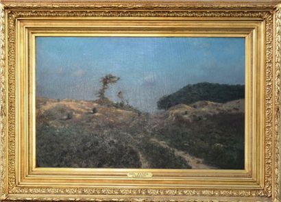 FRANK Lucien (1857-1920) "Campine", fin XIXe, huile sur toile, signée en bas à gauche,...