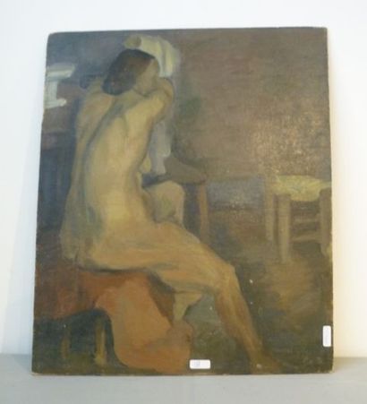 TOLLU Cemal (1899-1968) "Études de nus féminins", 1939, huile sur panneau double...