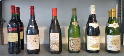null VARIA de 11 bouteilles dont Beaujolais, Cabernet-Sauvignon, Muscadet, etc. [divers...