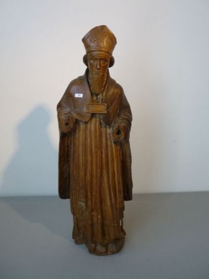 null Saint Nicolas, travail ancien, bois sculpté avec traces de polychromie, h. 74...