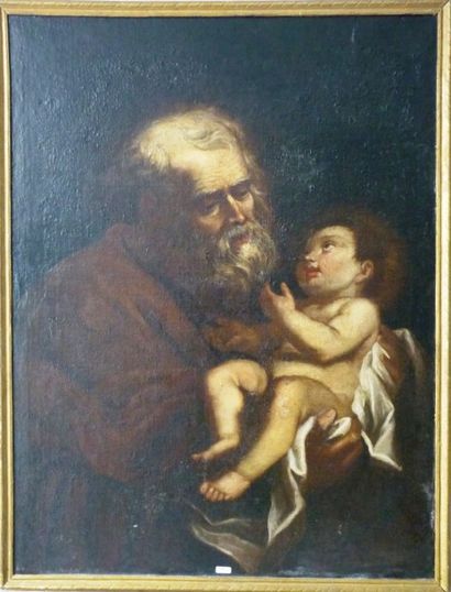 CANO Alonso (école espagnole, 1601-1667) "Saint Joseph et l'Enfant-Jésus", XVIIe,...