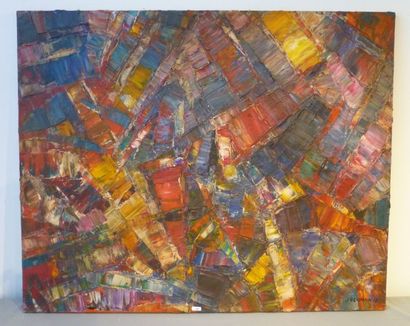GERMAIN J. (Paris, 1915-2001) "Composition abstraite", années 1960, huile sur toile,...