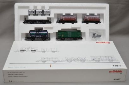 null MÄRKLIN 47877, coffret de 5 old-timers Güterwagen, neuf en boîte (année 2003)...