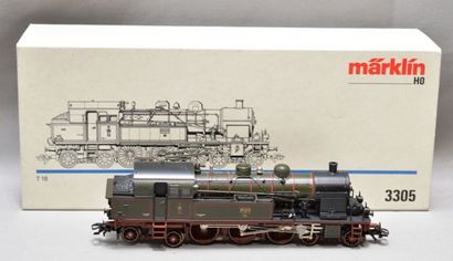 null MÄRKLIN 3305, loco-tender 232 verte et noire ds KPEV, type T 18, 1991-1994 (MB),...