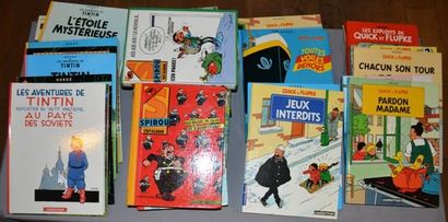 null Tintin, 17 albums + 3 Quick et Flupke + 6 recueils Spirou + 13 Super Tintin,...