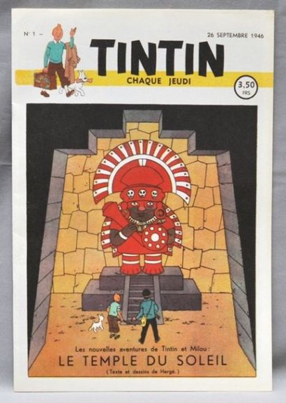null Tintin, Hergé, facsimilé du n°1 du "Tintin chaque jeudi" - 26 septembre 1946,...