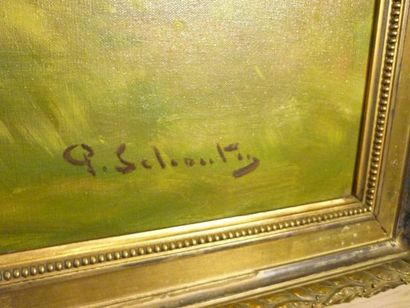 SCHOUTEN Paul (1860-1922) "Fermette", début XXe, huile sur toile, signée en bas à...