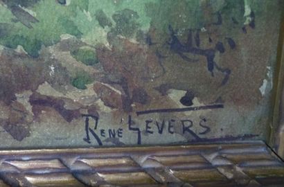 GEVERS René (1869-) "Chemin forestier", début XXe, aquarelle sur papier, signée en...