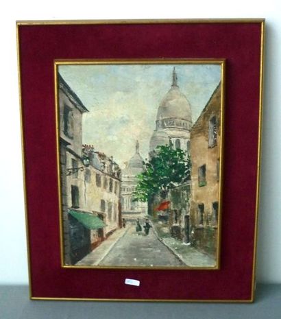 null ANONYME, "Montmartre", XXe, huile sur panneau, 35x27 cm.