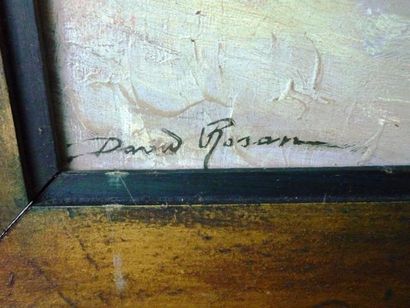ROSAN David (1901-) "Cour de ferme", XXe, huile sur panneau, signée en bas à gauche,...