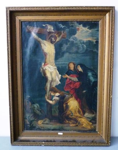 DROMART Vincent "Crucifixion", 1819, huile sur toile, signée et datée en bas à droite,...