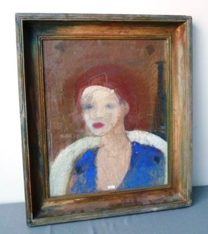 A.G. "Portrait en buste d'un femme", [19]38, technique mixte sur papier, monogrammée...