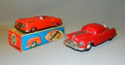 AUTOS Autos (2) : NF CONDOR, Mercedes cabrio en tôle rouge, mécanique, 18 cm [quasi...