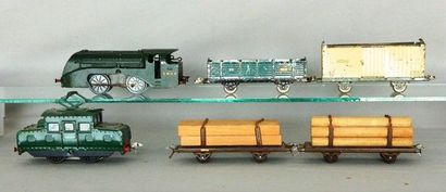 null L.R., loco-tender 020 en métal peint en vert SNCF, moteur mécanique, années...