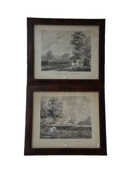 VERNET Carle (1758-1836) "La Chasse" et "L'Entrée dans le bois", paire de lithographies...