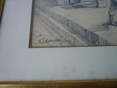 Ecole Belge "Marché Sainte-Catherine - Bruxelles", XXe, crayon sur papier, signé...