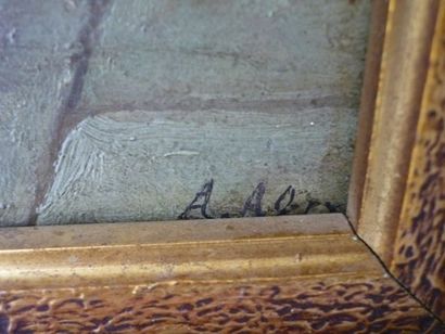 ECOLE FRANCAISE "Napolitaine au tambourin", XIXe, huile sur panneau de chêne, signée...