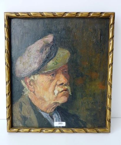 BOUDRY Robert (1878-1961) "Homme à la casquette" (autoportrait ?), XXe, huile sur...