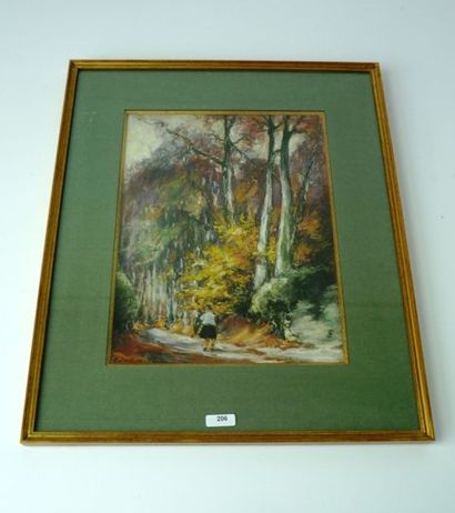 JORWITZ Ferdinand (1897-1979) "Chemin forestier à Uccle", XXe, pastel sur papier,...