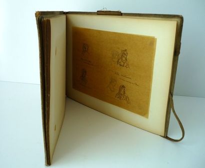 null "Les Hommes célèbres", fin XIXe, carnet contenant des plumes et encres sur papier...