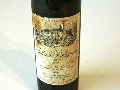 BORDEAUX (HAUT-MÉDOC), rouge Château Belgrave 1981, 1 bouteille [étiquette abîmée,...
