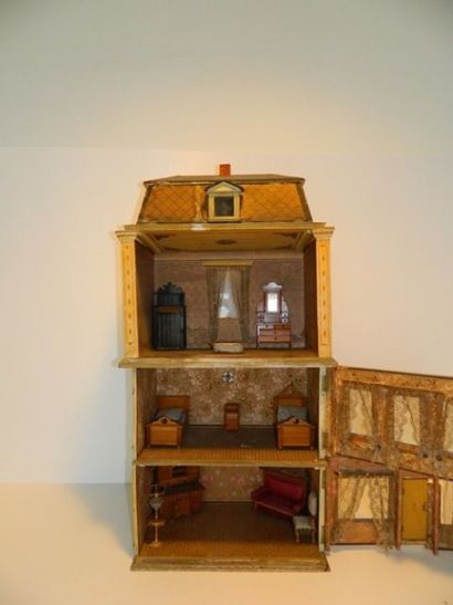null Belle maison de poupée en bois, aménagement intérieur avec nombreux mobilier,...