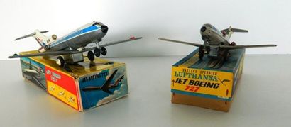 null Avions Boeing 727 (2) : made in Hong Kong en tôle et plastique, à batterie,...