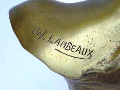 LAMBEAUX Jef (1852-1908) "Jeune femme de profil", fin XIXe, buste en bronze, signé...