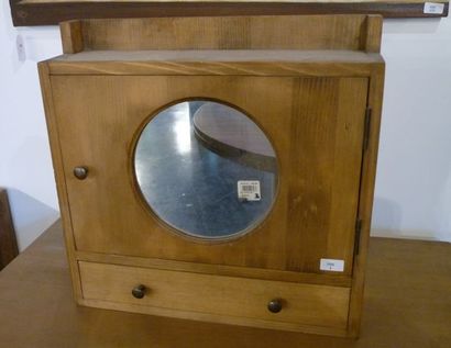 null Armoire de pharmacie en bois à un tiroir et une porte ornée d'un miroir rond...