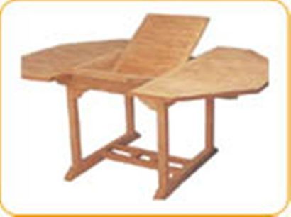 null Table ronde d'extérieur en teck (avec allonge intégrée), 75x120x120 cm (avec...