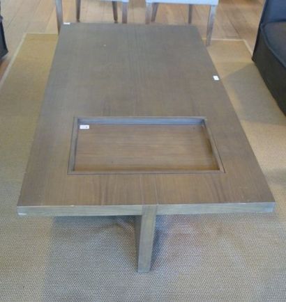 null Table basse rectangulaire de couleur taupe en placage de chêne avec plateau...