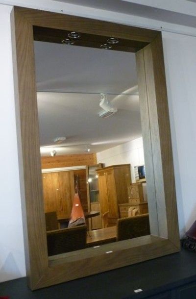 null Miroir vertical Boudoir en placage de chêne teinté, couleur taupe (avec deux...