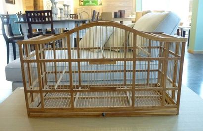 null Cage à oiseaux en teck, 42x71x34 cm.