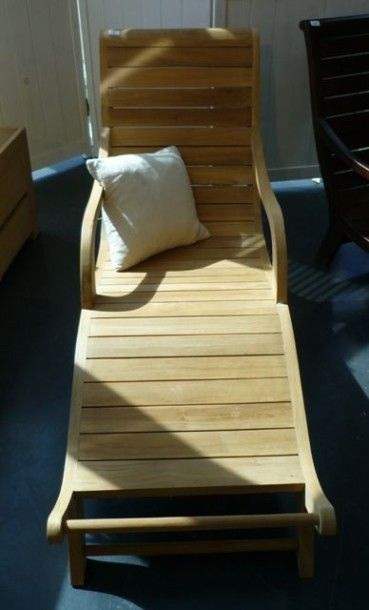 null Chaise longue en teck brut (pour intérieur), 91x180x60 cm.