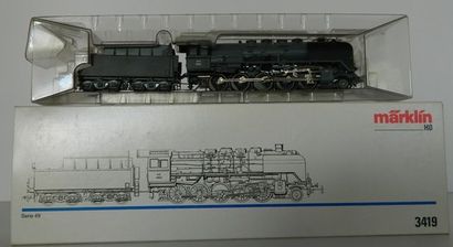 null MÄRKLIN 3419, locomotive 150 hollandaise, série 49 des NS en gris et noir, tender...