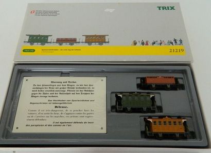 null TRIX 21219, premier train suisse "Spanisch Brötli Bahn", 3 voitures (MB).
